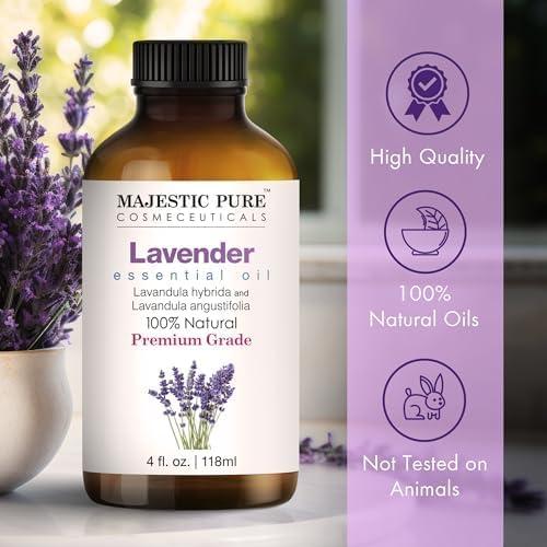 Majestic Pure Lavender Essential Oil with Glass Dropper - Huge 4 Fl Oz - 100% Pure and Natural Lavender Oil - Premium Grade Essential Oils for Diffuser, Aromatherapy, Soap and Candle Making - Image 2