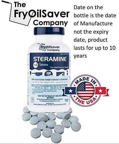 Steramine Sanitizer Tablet w/ 15x QT-10 Test Strisp, Multi Purpose Sanitizing Tablet for Food Contact Surface, Kitchen, Restaurant, Steramine Sanitizer Tab for Food Service by FryOilSaver (150 Tab) - Image 3