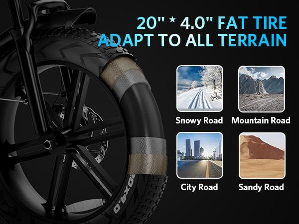 OUXI Electric Bike for Adults, Peak 500/750W/1000W, Up to 20/31 MPH, 10.4/15/30 AH Removable Battery, 16''/20" Fat Tire Electric Bike, 7-Speed Gear Bicicleta Eléctrica, Ebike Moped Style UL Certified - Image 8
