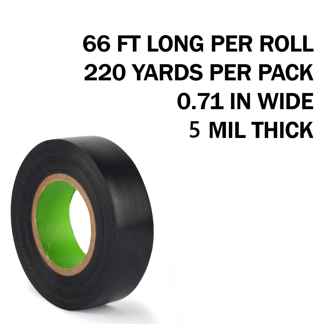 FRICHOM Electrical Tape 10 Rolls Professional Electric Tape Waterproof or Black Tape and Wire Tape 0.71 in Wide, 60 ft Long, 5 mil Thick for All Weather Under 600V - Image 2