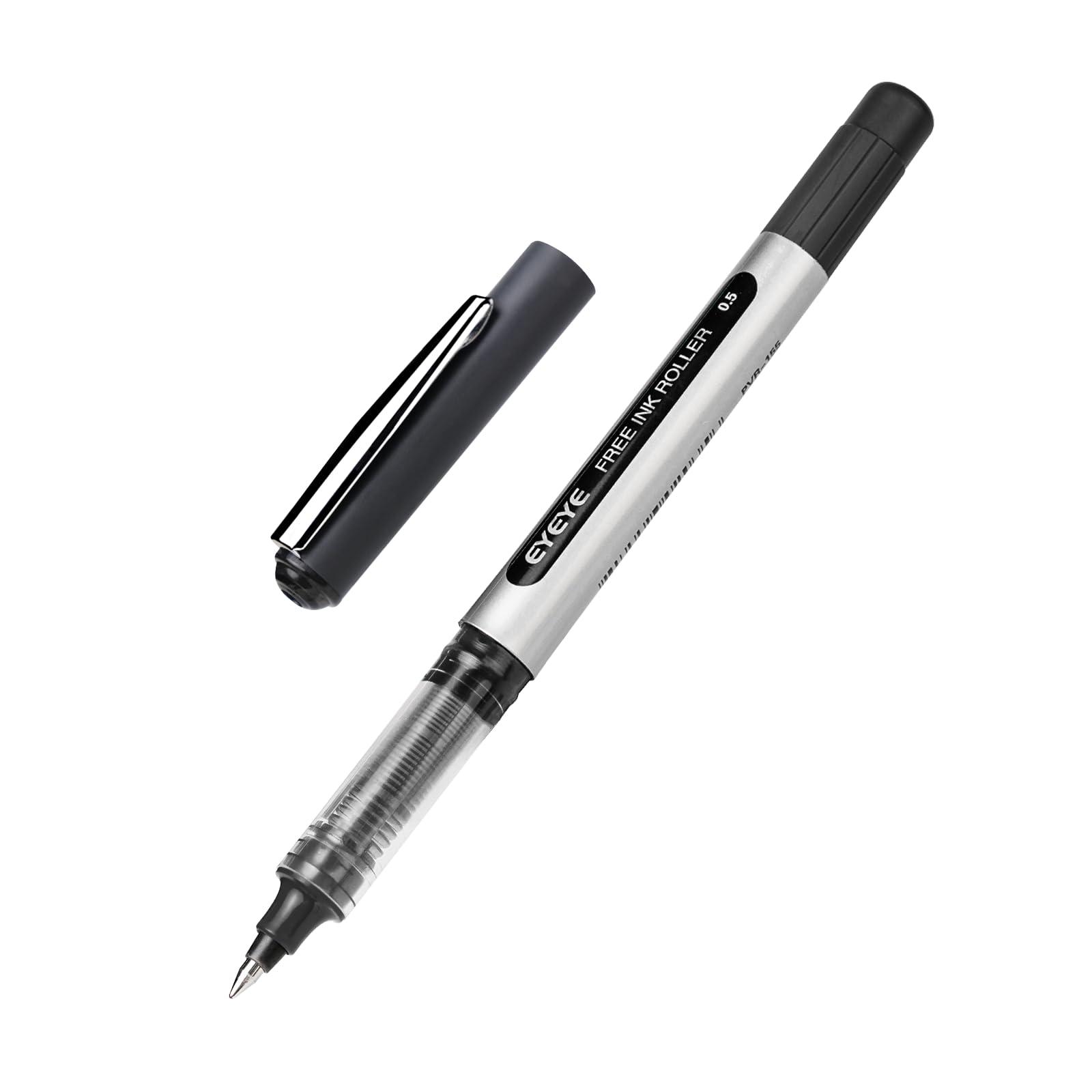 EYEYE 0.5mm Black Rollerball Pens 25 Pack, Extra Fine Point Roller Ball Pen Quick Dry, Liquid Ink Pens Fine Point Smooth Writing Pen for Journaling, Note Taking, Office, School Supplies - Image 4