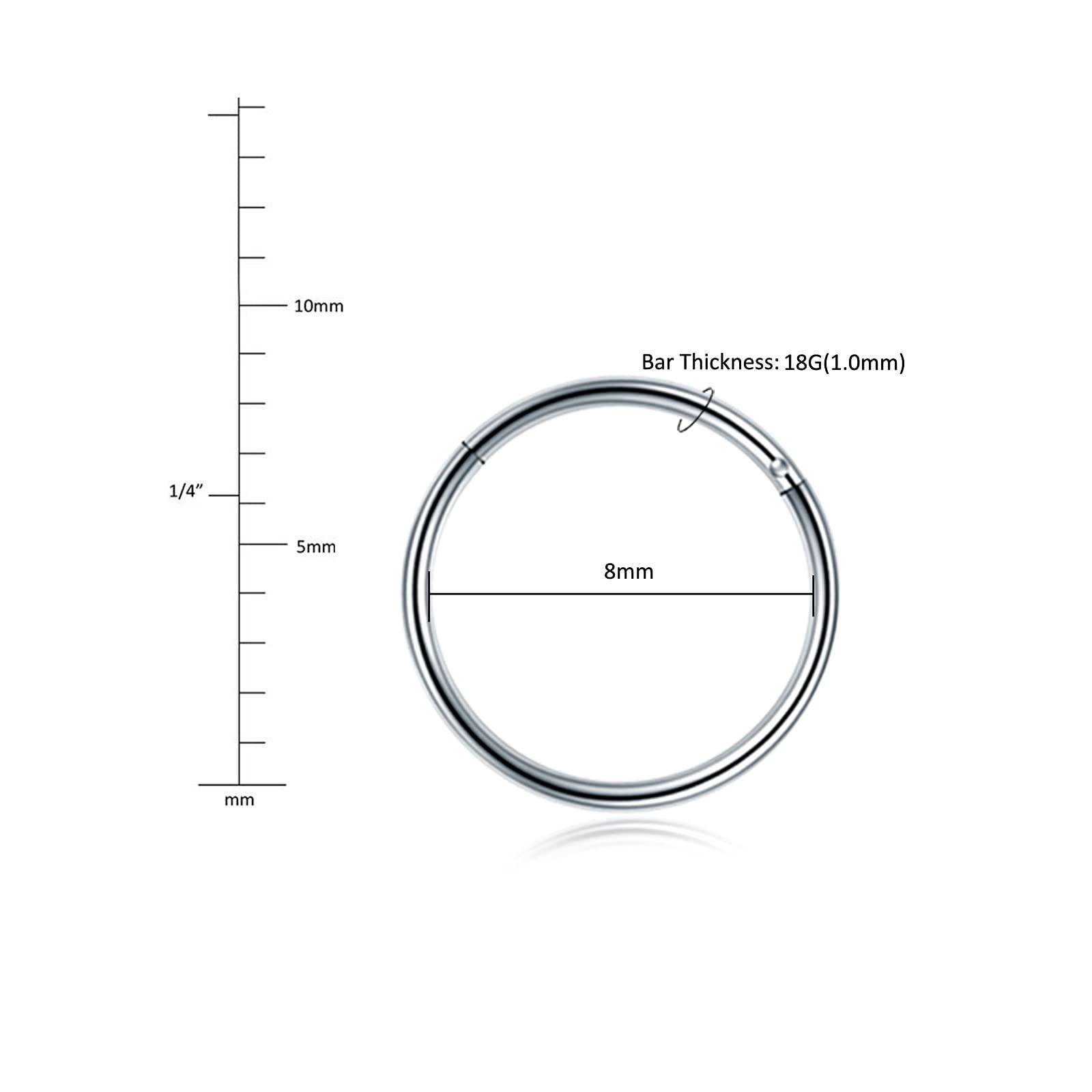 Aumeo 14G 16G 18G 20G Nose Ring Hoop Stainless Steel Hinged Segment Rings Hoops Nose Clicker Ring Tragus Helix Cartilage Daith Rook Earring Piercing Jewelry for Women Men - Image 2