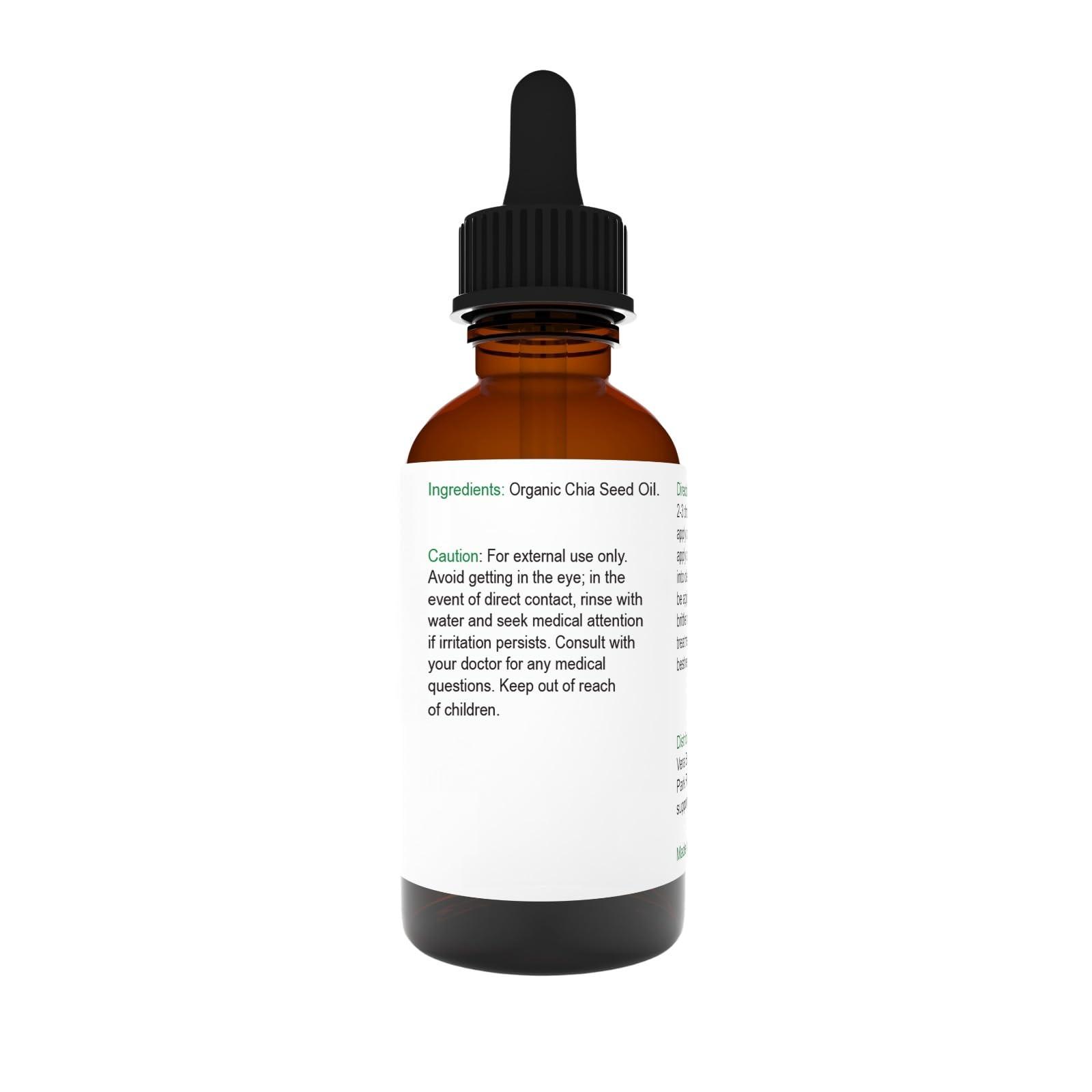 Vera Botanics ORGANIC CHIA SEED OIL 100% Pure & Natural, Unrefined, Cold-Pressed For Face, Dry Skin, Nails, Lips, Body & Hair - Image 2