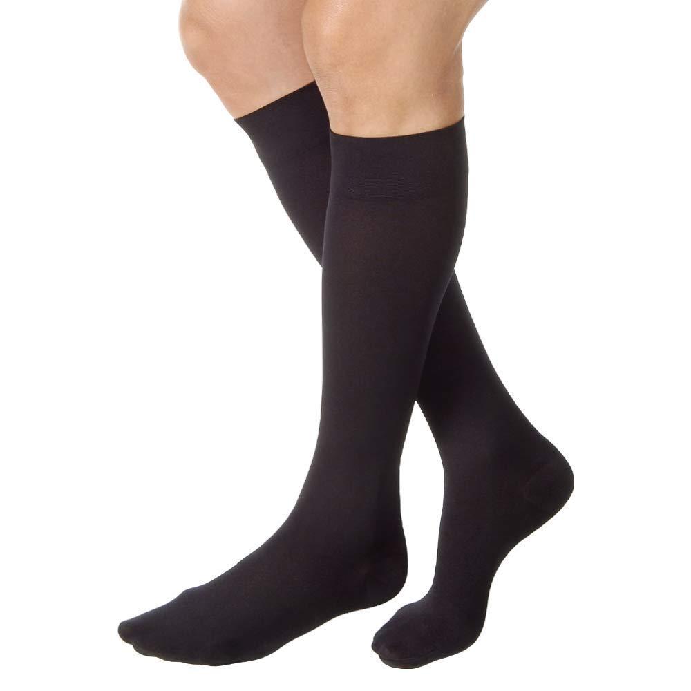 JOBST Relief Knee High Graduated Compression Socks, 15-20 mmHg - Comfortable Unisex Design - Closed Toe, Black, X-Large Full Calf
