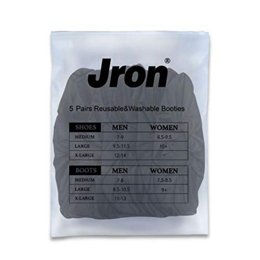 Jron 5 Pairs Premium Reusable Washable Shoe Cover Boot Covers for Contractors (5 Pairs Unisex| 9.5-11 For Shoes/US 8.5-10.5 For Boots, Black) - Image 8