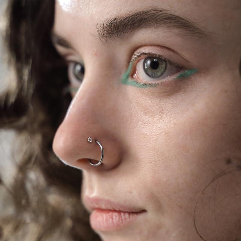 Titanium Nose Rings Hoops Studs 20G 15PCS L Shaped Screw Bone 1.5mm 2mm 2.5mm Cubic Zirconia Small Silver Black Gold Hypoallergenic Piercing Jewelry for Women Men - Image 6