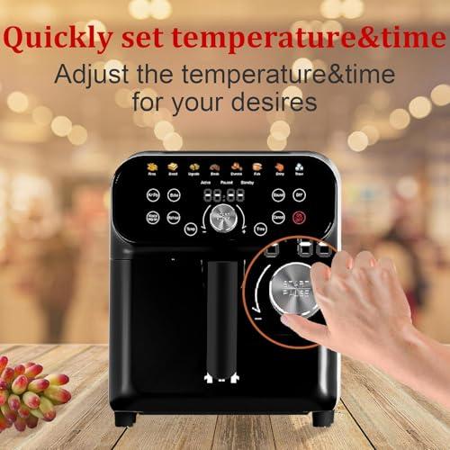 WHUTO Air Fryer, 6.2QT Air Fryer Oven with LED Digital Touchscreen, 12 Preset Cooking Functions Air fryers, Bake, Reheat, Keep Warm, Nonstick and Dishwasher-Safe Basket, Stainless Steel/Black - Image 7