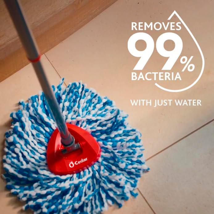 O-Cedar RinseClean Microfiber Spin Mop & Bucket Floor Cleaning System with 4 Extra Mop Head Replacements - Image 3