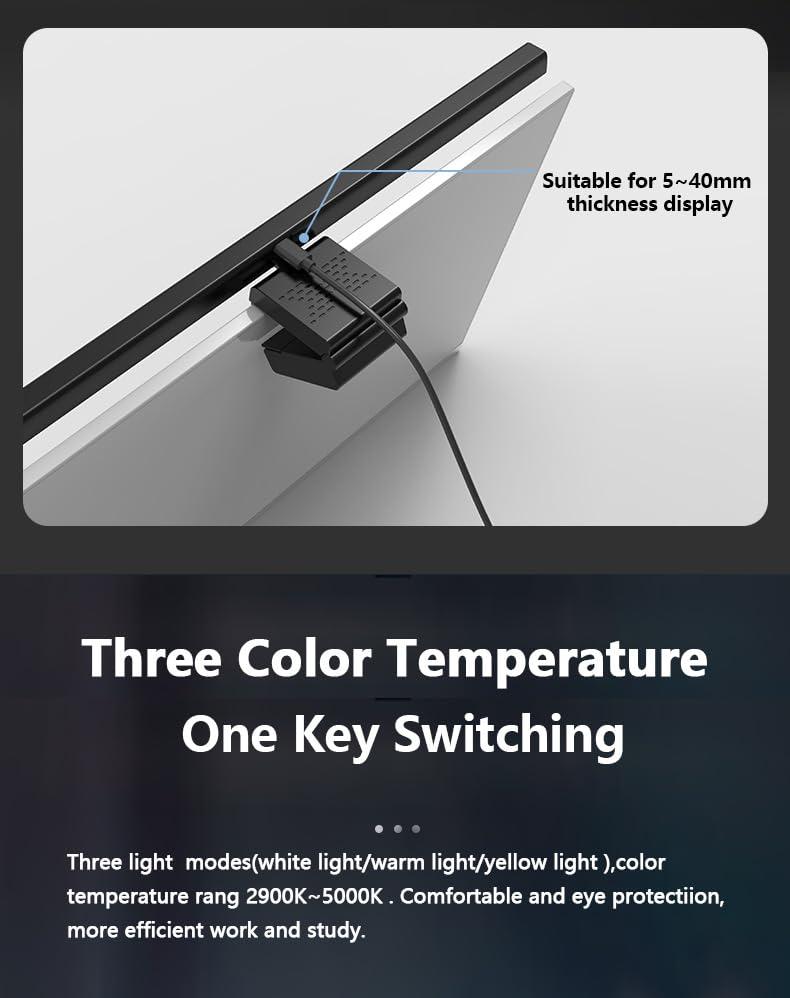 Vctitil Computer Monitor Light Bar, 3 Color Temperature Mode Computer Screen Monitor Light Bar for Eye Caring, USB Powered Stepless Dimming LED Light Bar for Home and Office - Image 6