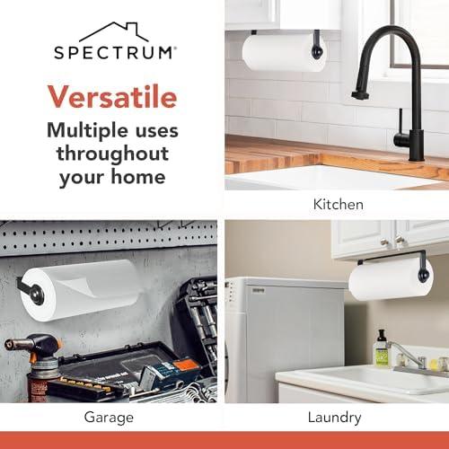 Spectrum Paper Towel Holder for Under Cabinet - Hanging Wall Mount Paper Towel Holder for Kitchen - Easy-to-Use Fits Standard & Jumbo Rolls - Minimalist Paper Towel Roll Rack - Image 6