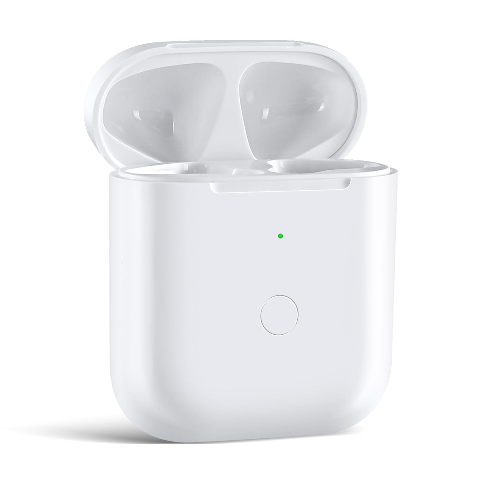Wireless Charging Case Compatible with AirPod 2 1, Air Pod Charger Case Replacement with Bluetooth Pairing Sync Button, No Earbuds, White