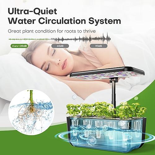Ahopegarden Indoor Garden Hydroponics Growing System: 10 Pods Plant Germination Kit Aeroponic Herb Vegetable Growth Lamp Countertop with LED Grow Light - Hydrophonic Planter Grower Harvest Lettuce - Image 6