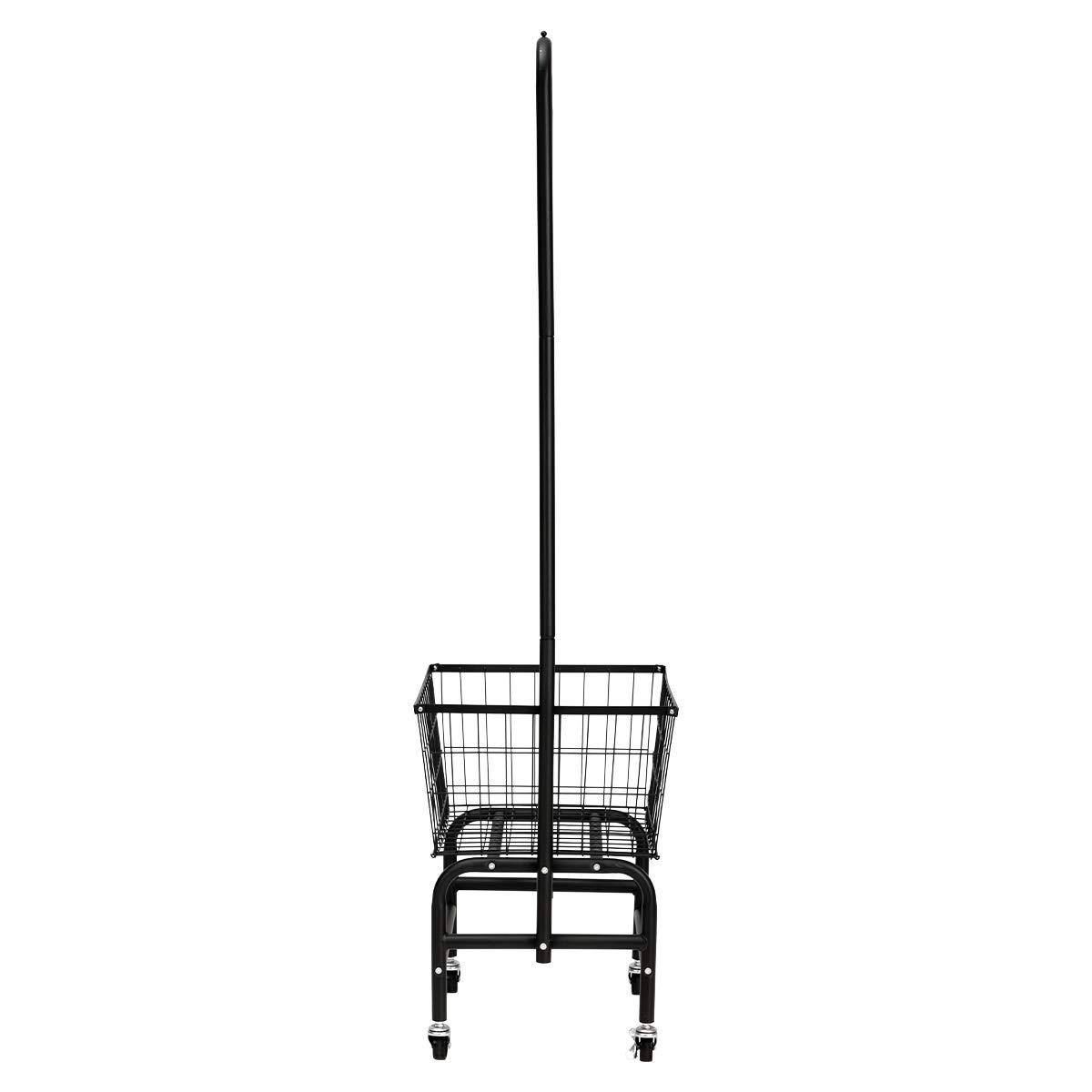 ALIMORDEN Laundry Cart with Clothes Rack, Rolling Laundry Butler with Wire Storage Rack，Black - Image 8