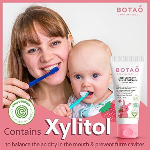 BOTAO Fluoride Free Toddler Toothpaste | Strawberry Flavored - Training Toothpaste for Toddlers | EWG Verified, Vegan, SLS Free, Safe to Swallow, Aloe Vera (2Pack) - Image 2