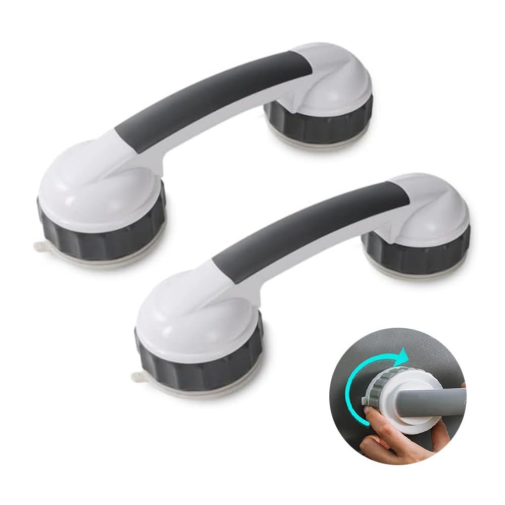 2Pack of 2Inch with Twist for Stronger ADA Shower Handles for Elderly Suction Shower Grab Bars for Seniors Handicap Safety Handrail for Bathtubs Safety Shower Grab Bars