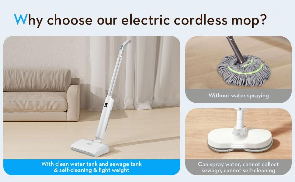 Wet Dry Vacuum Cleaner Cordless Mop,Upgraded Electric Mop,Quiet Self-Propelled Up to 60 Mins, Dual Water Tank,Cordless Mop Vacuum Cleaner for Hardwood Floor Cleaning - Image 2