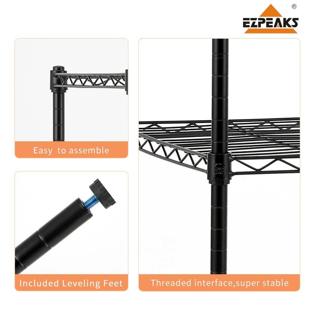 EZPEAKS 2-Pack 3-Shelf Shelving Unit with 3-Shelf Liners, 36" W X 16" D X 36" H Adjustable Rack, Steel Wire Shelves, Shelving Units and Storage for Laundry Bathroom Kitchen Pantry Closet, Black - Image 7