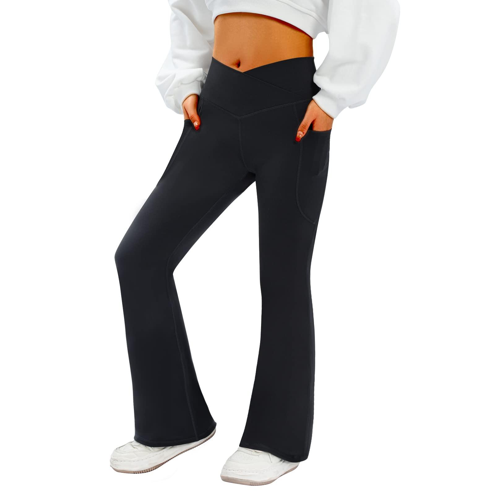 COPYLEAF Women's Flare Yoga Pants with Pockets-V Crossover High Waisted Bootcut Yoga Leggings-Flare Workout Gym Leggings