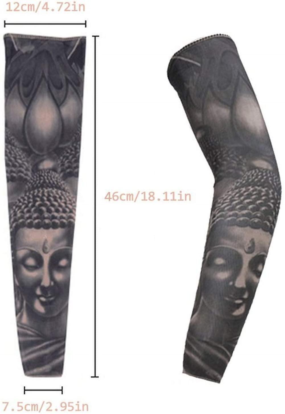 Beetoo Fake Temporary Tattoo Sleeves for Men and Women, Arm Sunscreen Sleeves(Unisex Dark Set, Pack of 6) - Image 2