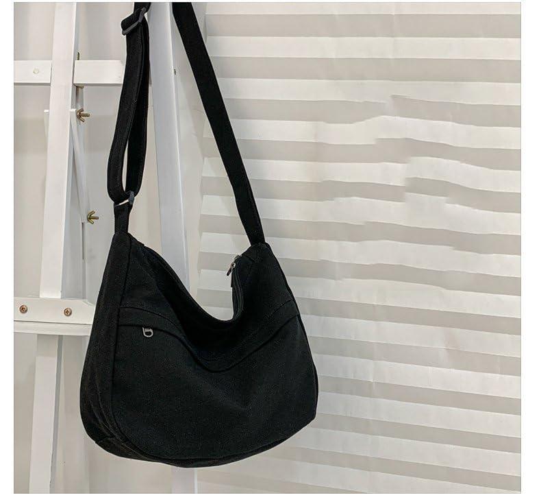 PRAGARI Canvas Messenger Bag Hobo Crossbody Bag for Women Shoulder Tote Handbag Vintage Aesthetic Travel Work - Image 2