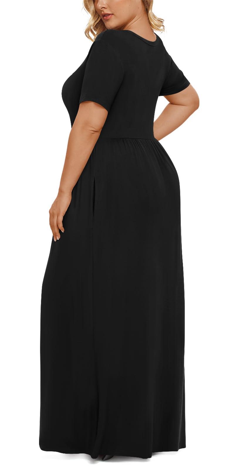 LONGYUAN Women's Plus Size Maxi Dresses for Curvy Women Summer Short Sleeve Casual 2025 Long Dress XL-6XL - Image 3