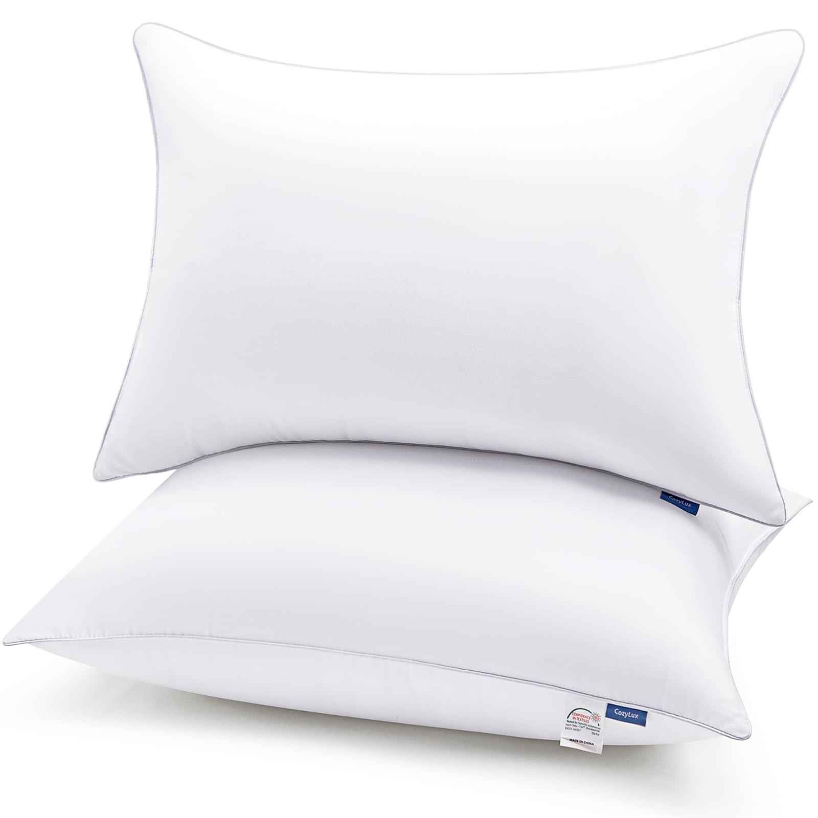 CozyLux Pillows Queen Size Set of 2, Hotel Quality Bed Pillows for Sleeping 2 Pack, Cooling Pillows for Side Back and Stomach Sleepers, Down Alternative Luxury Soft Supportive Fluffy Pillows (18x28)