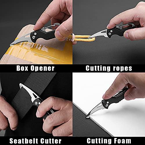 ITOKEY 2 Pack Safety Box Cutter, EDC Seat belt Cutter with 1.1inch Hook Blade, Retractable Package Opener for Wrap, Tape and Strap, Small Keychain Knife, Cool Gadgets for Women Men - Image 7