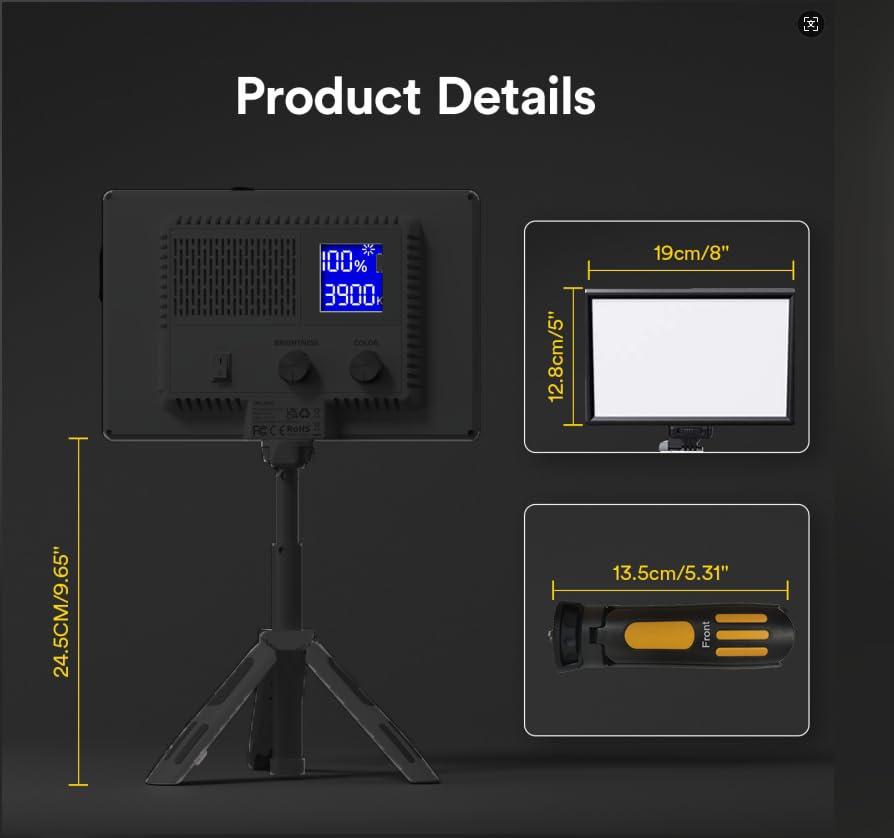 RALENO LED Video Light, Camera Light for Pictures Video Recording with 4000mAh Battery Support Type-C USB Power Supply, CRI>95 3200K-5600K Photo Lights for Outdoor Photography Live Streaming Zoom Call - Image 4