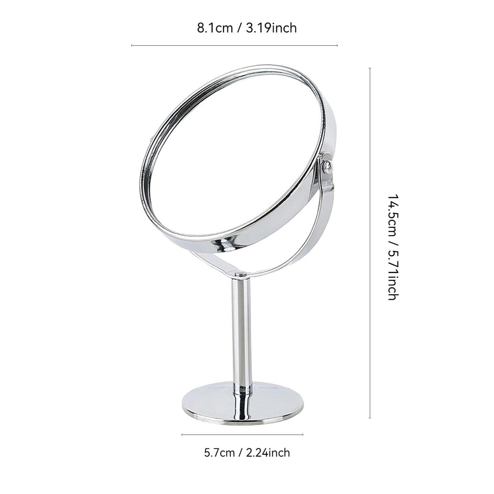 ZHU YU CHUN Portable Double-Sided 1x 2X Magnifying Mirror, Silver, 5.7"L x 3.4"W, Tabletop Mount, Modern Style, Perfect for Makeup, Dressing, Home Decor - Image 3