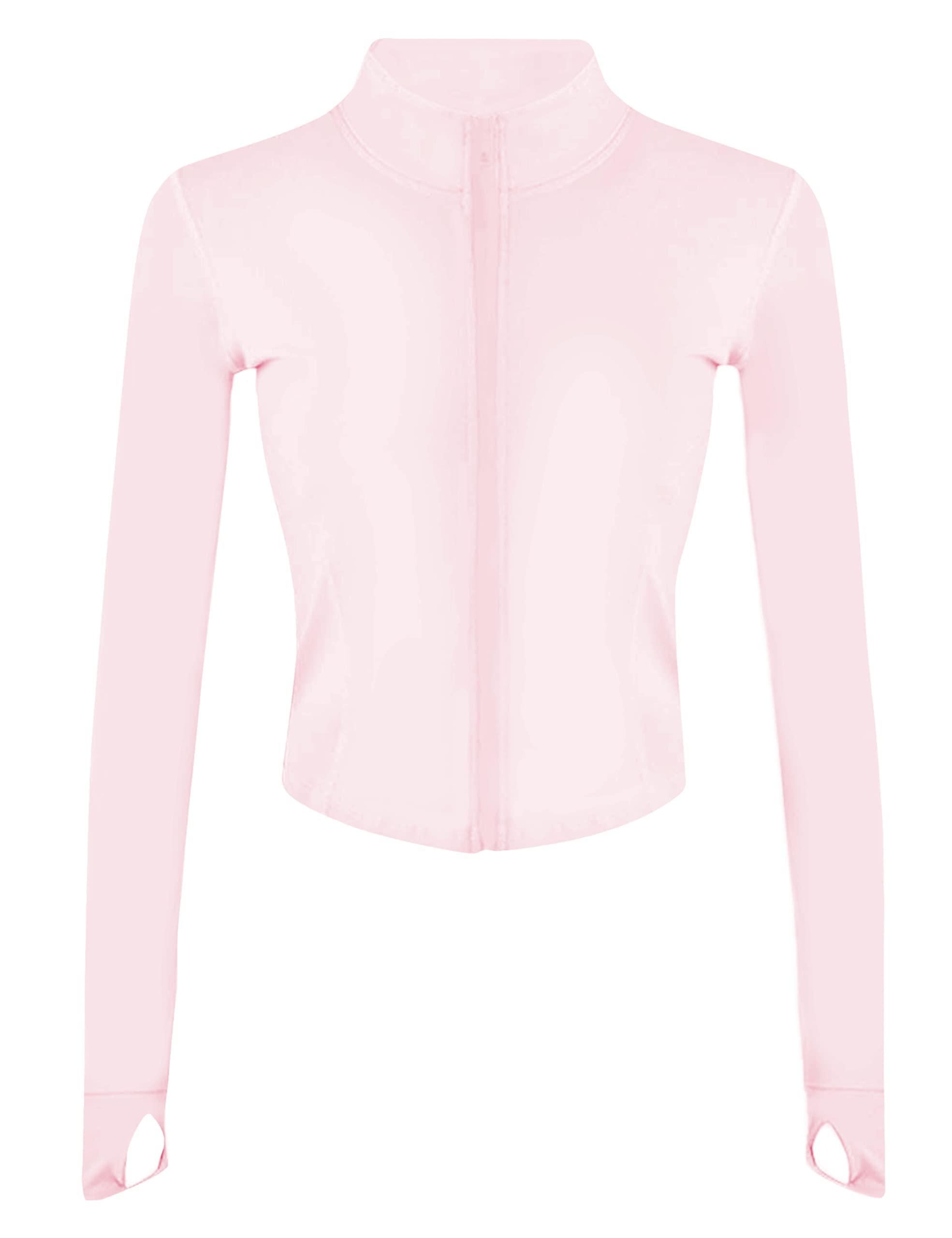 Yeokou Womens Active Zip Up Running Workout Cropped Bbl Athletic Jacket with Thumb Holes