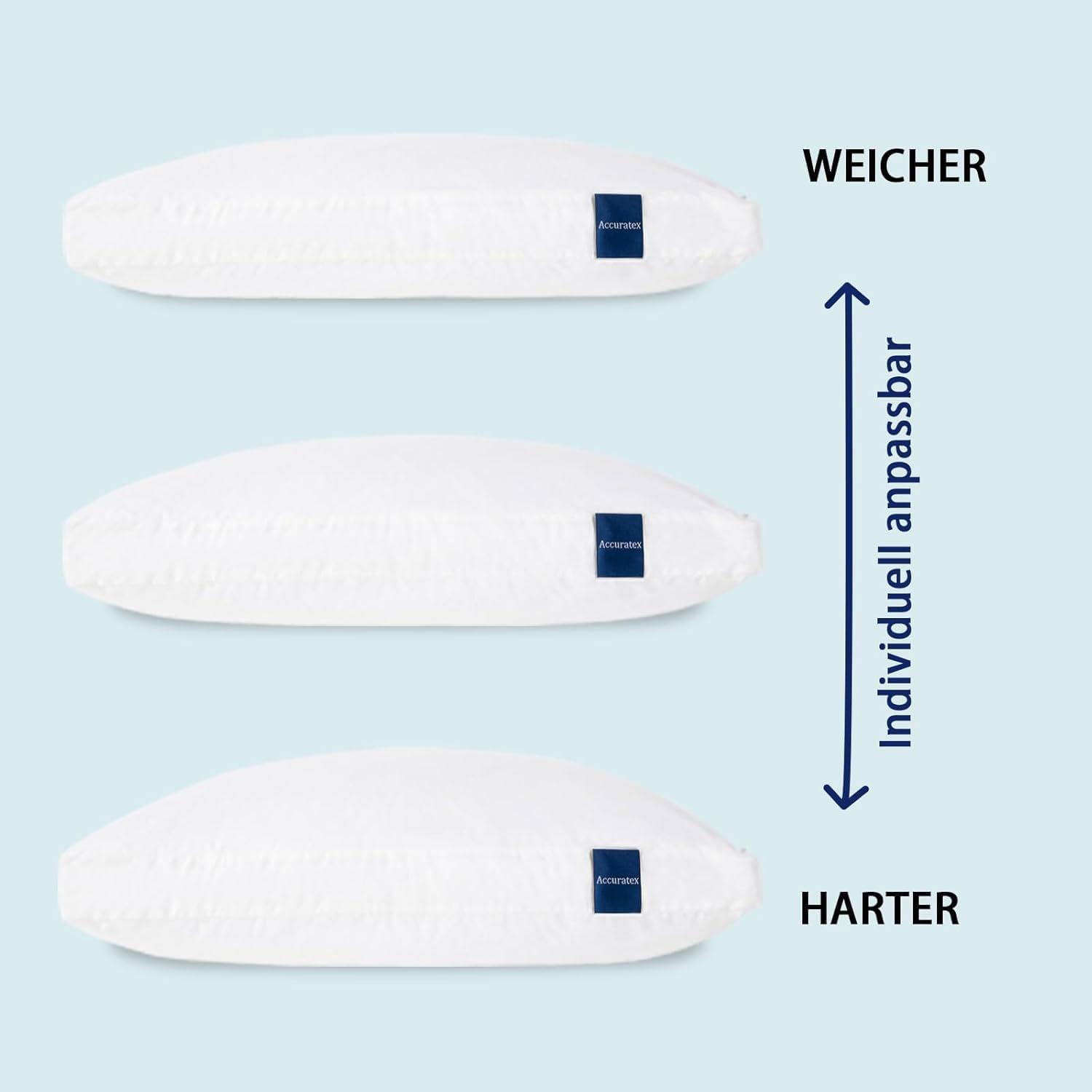 ACCURATEX Pillows King Size Set of 2, Hybrid Shredded Memory Foam Pillow[Adjustable Loft], Fluffy Down Alternative Fill Removable Cotton Cover, Firm Supportive Pillow for Side Back Sleepers - Image 2