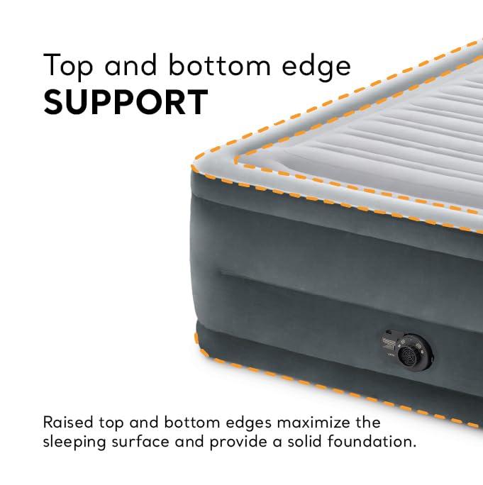 Intex 64417ED 22in Queen Dura-Beam Comfort Plush High-Rise Inflatable Air Mattress with Built in Pump for Travel and Camping, 600lb Weight Capacity - Image 6