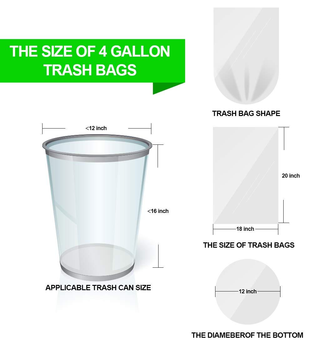FORID Clear Small Trash Bags - 4 Gallon Garbage Bags Wastebasket Bin Liners 220 Count Plastic Trash Bags for Bathroom Bedroom Office Trash Can - Durable & Thick Trash Bag Can Liners - Image 6