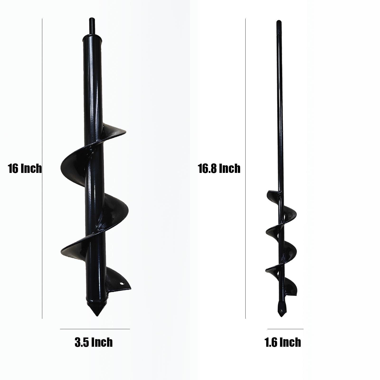 Asoleo Garden Planting Auger Drill Bits, 3.5" x 16" and 1.6" x 16.8" Garden Auger Hole Drill and Bulb Planting Tool, Garden Ground Drill Bit for 3/8" Hex Drive Drill - Image 2