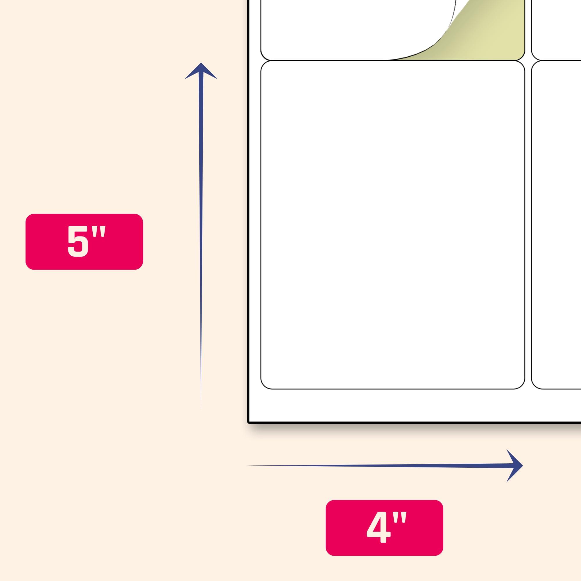 40 Sheets, 4" x 5" - Large Printable Shipping Labels, for Laser/Inkjet Printers - Matte White - Image 3