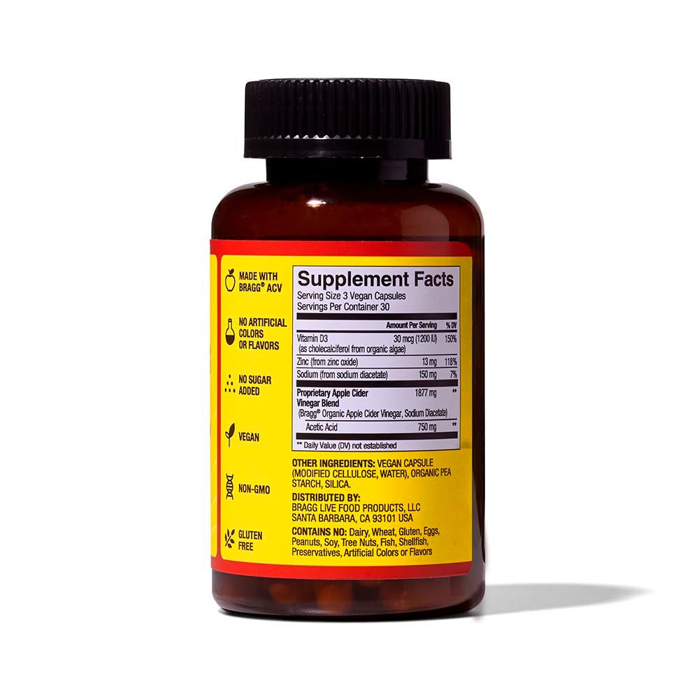 Bragg Apple Cider Vinegar Capsules with Vitamin D and Zinc - 90 Capsules - Supports The Immune System - Image 7