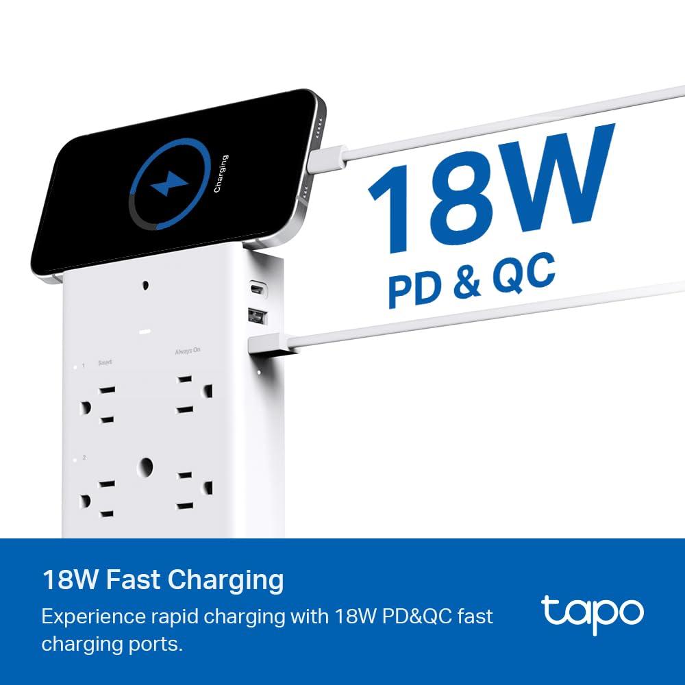 TP-Link Tapo Smart Plug Outlet Extender, Surge Protector, 18W Fast Charging, 3 Individual Smart Outlets, 1x USB-C & 2X USB-A, Smart Night Light, Works w/Apple HomeKit, Alexa & Google Home, Tapo P306 - Image 3