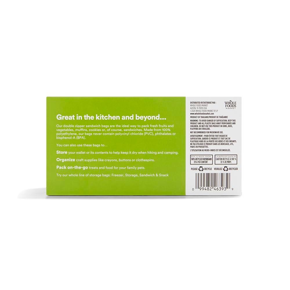 365 by Whole Foods Market, Sandwich Size Storage Bags, Double Zipper, 100 Count - Image 2