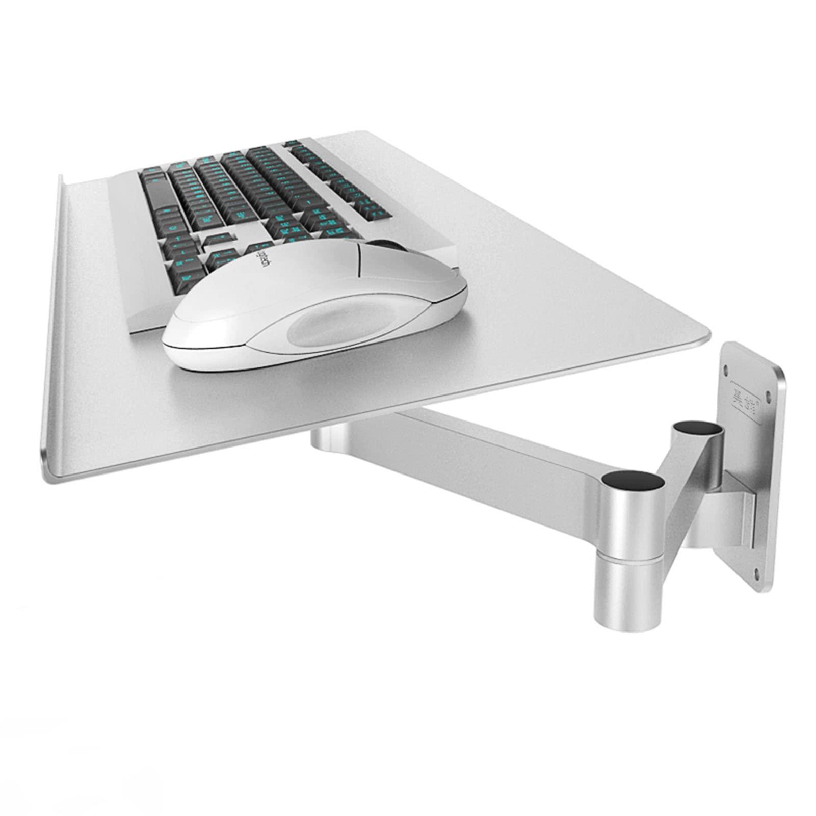 XINGAKA Keyboard Arm Tray, Wall-Mounted Adjustable Mouse and Keyboard Bracket, Silver Telescopic Industrial Shelf, Wall-Mounted Keyboard Bracket,arm40cm