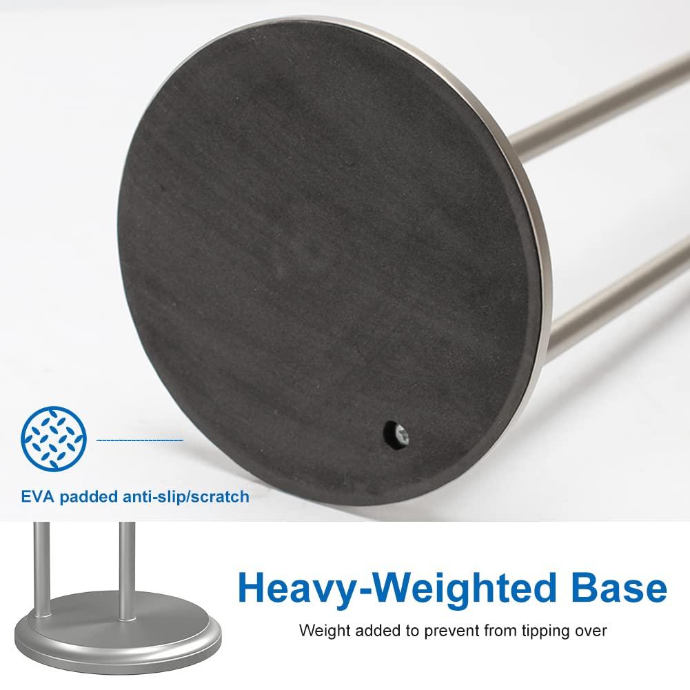 Free Standing Toilet Paper Holder Stand Brushed Nickel Toilet Roll Stand Bathroom Tissue Rack with Storage Reserves 5 Mega Rolls - Image 4