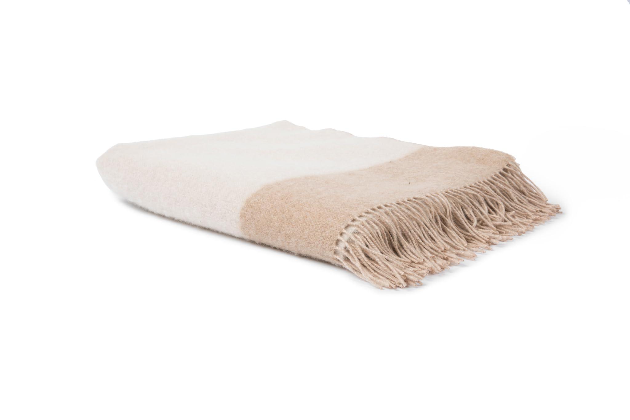 Jet&Bo 100% Cashmere Throw Blanket, Natural Undyed Cashmere, Large 67"x57", Reversible Jacquard Design, Soft and Cozy, Neutral Colors with Fringe - Image 6