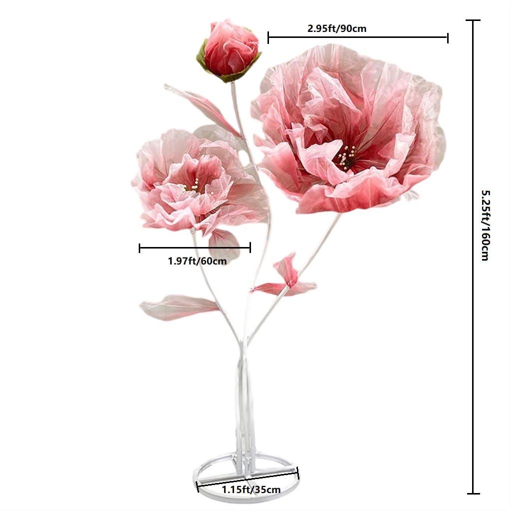 BIEJUJX Artificial Silk Flower Decoration, Large Fake Flower with Standing Stems and Base,Giant Flowers 5.5Ft for Wedding Background Decor, Shop Window Display,Photography Props, Banquet (RED) - Image 3