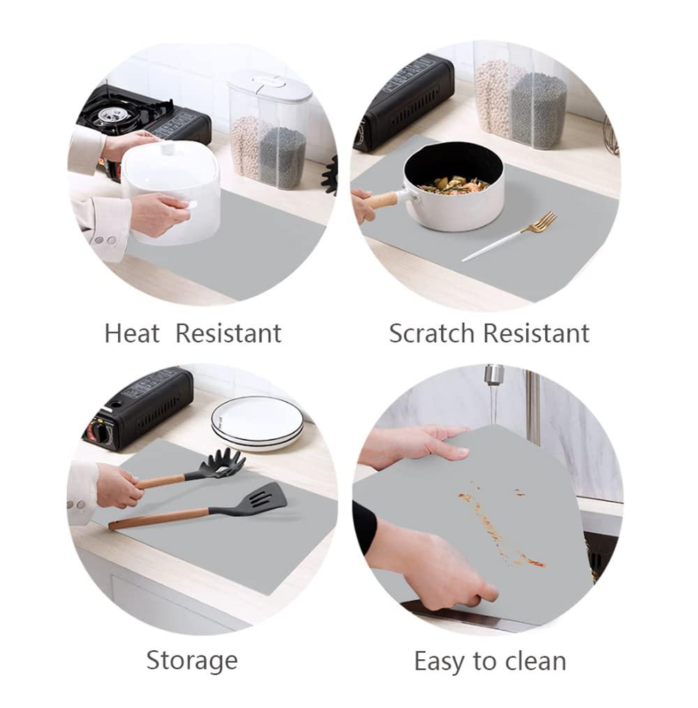 emolife Multipurpose Silicone Counter Mat, Extra Large Silicone Mat for Kitchen Appliance Site on, Countertop Protector, Heat Resistant, Non-Slip, Thick 2mm, 23.6 by 15.7 Inch - Image 5
