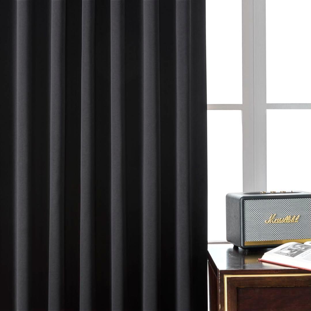 Joydeco Black Blackout Curtains 84 Inch Length 2 Panels Set, Thermal Insulated Privacy Curtains for Bedroom, Room Darkening Drapes for Living Room Window (W52 x L84 Inch, Black) - Image 7