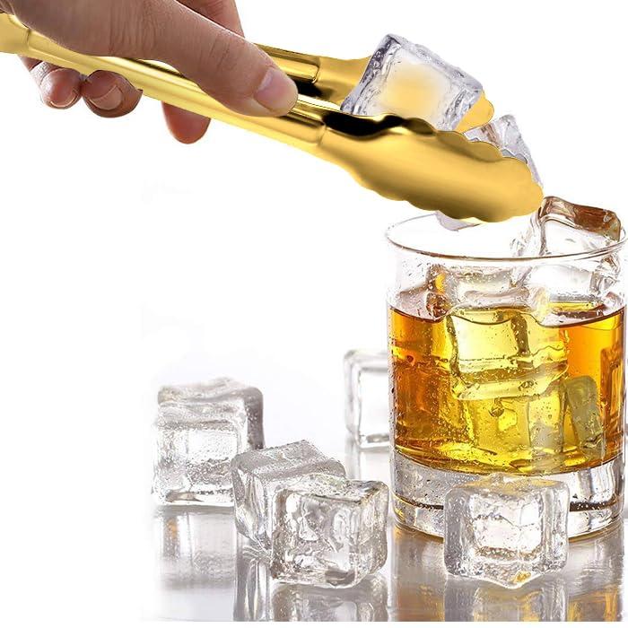 XEVOM Gold Buffet Tongs - 4 Pack, 9 Inch, Stainless Steel Gold Plated Serving Tongs - Image 4
