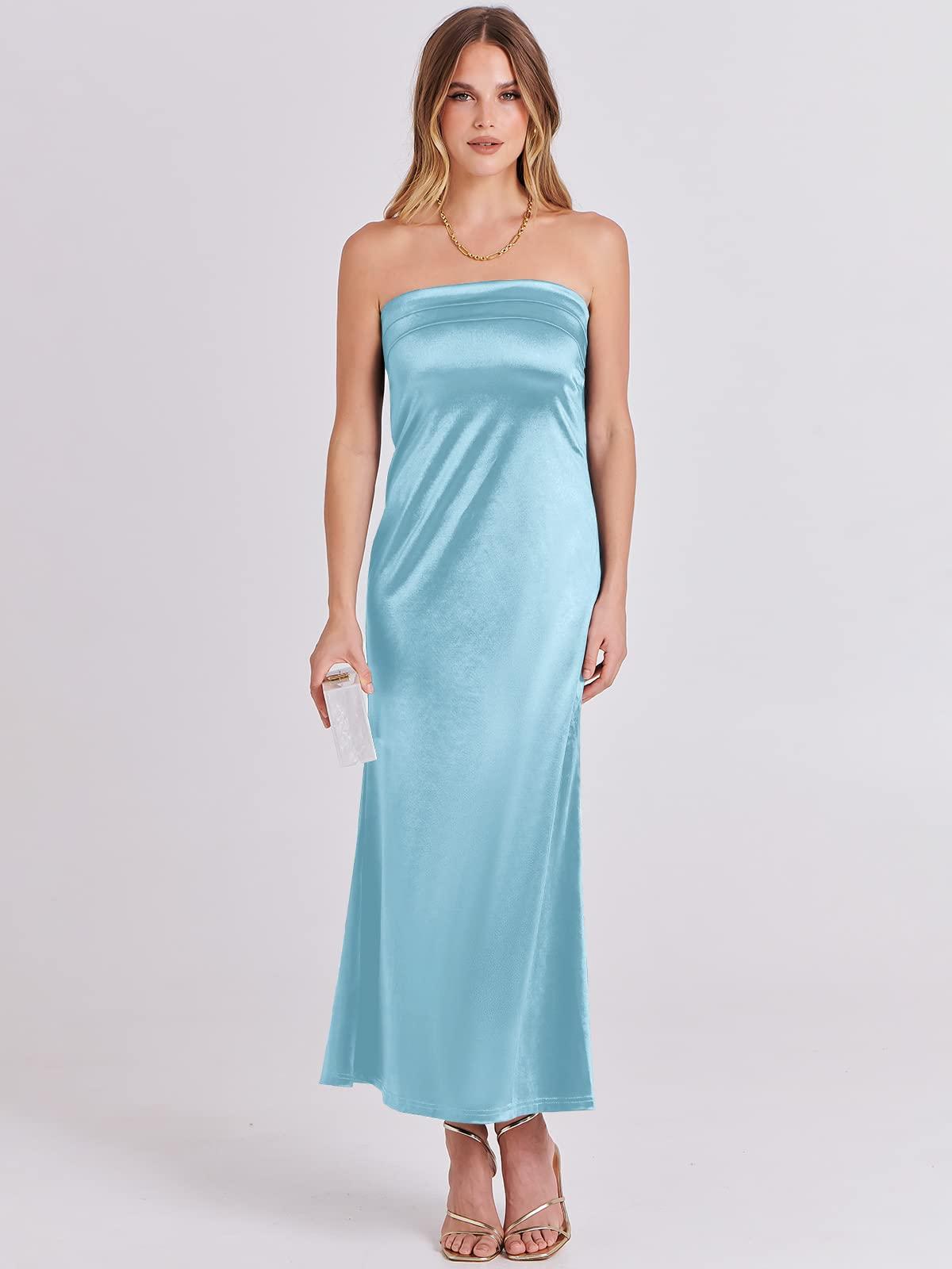 ANRABESS Women Summer Wedding Guest Maxi Dress Strapless Satin Tube Bodycon Backless Cocktail Formal Dresses 2025 Spring - Image 9