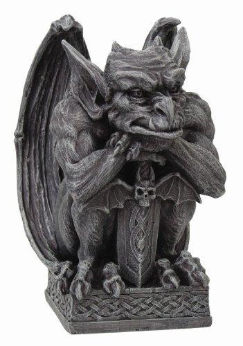 Gargoyle with Shield Statue Cold Cast Resin Figurine