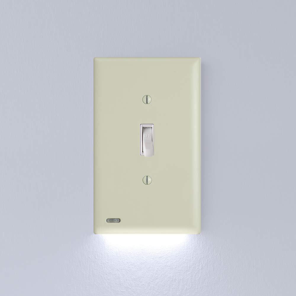 2 Pack - SnapPower SwitchLight - LED Night Light - For Single-Pole Switches - Switch Plate With LED Night Lights - Adjust Brightness - Auto On/Off Sensor - (Toggle, Ivory)