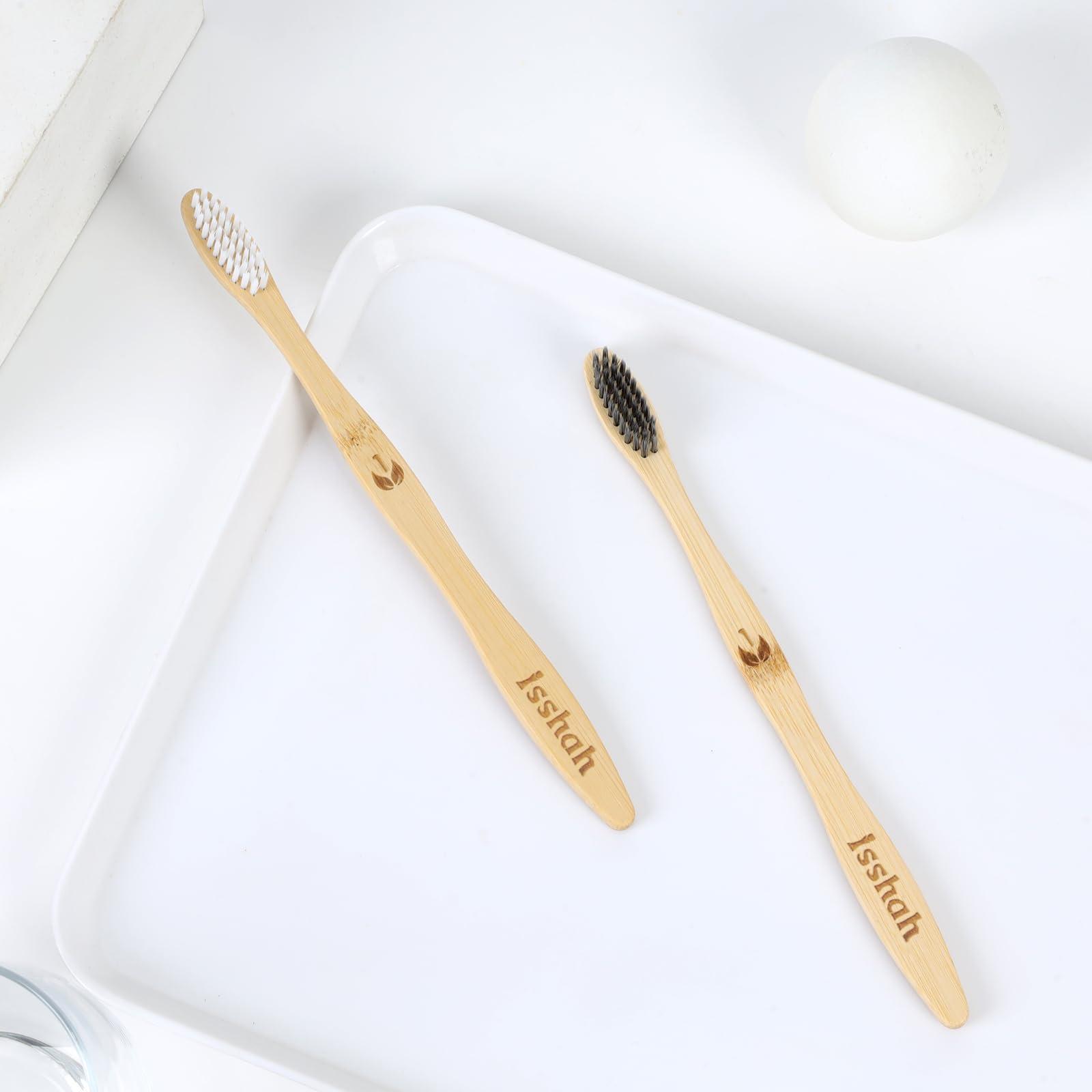 Isshah Biodegradable Eco-Friendly Natural Bamboo Charcoal Toothbrushes, FSC Certified and PETA Approved - 12 Count - Image 7