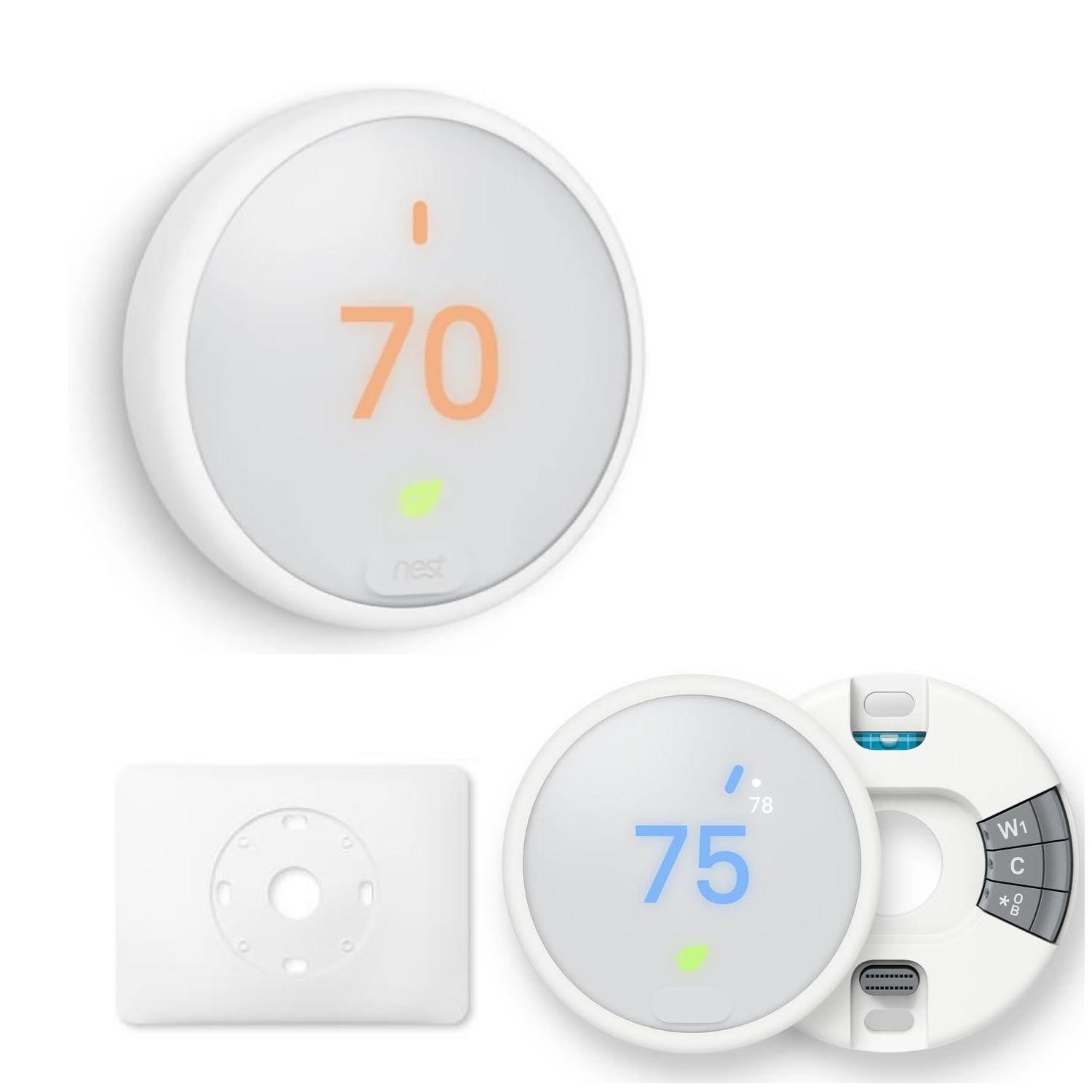 Google Nest Thermostat - Programmable Smart Learning Thermostat with Easy Installation and Trim Kit Bundle, White